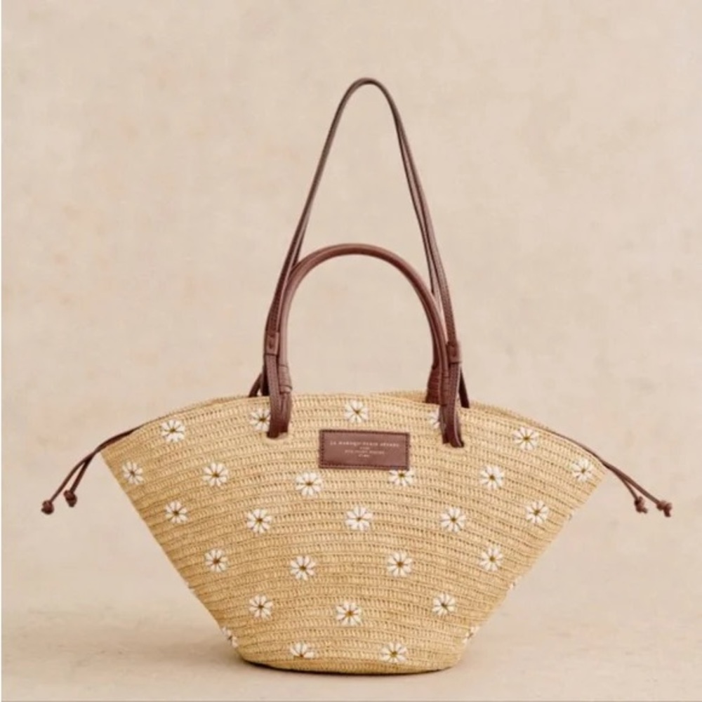 Sezane Justine Flower Raffia Basket